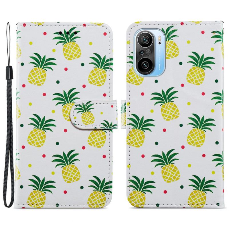 Capa De Couro Para Xiaomi Mi 11i 5G Vários Abacaxis