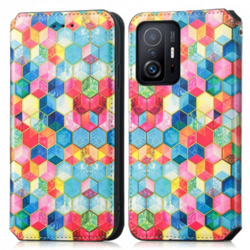 Capa De Celular Para Xiaomi 11T / 11T Pro Flip Rfid Artístico