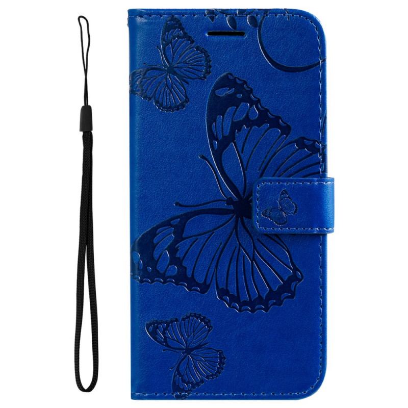 Capa De Couro Para Xiaomi 11T / 11T Pro De Cordão Borboletas Gigantes