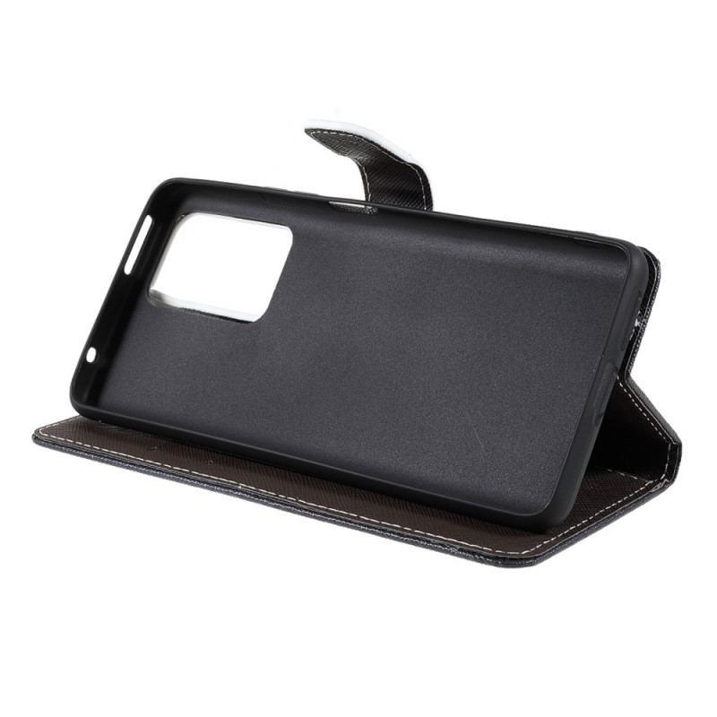 Capa De Couro Para Xiaomi 11T / 11T Pro De Cordão Olhos De Gato Preto Com Tiras