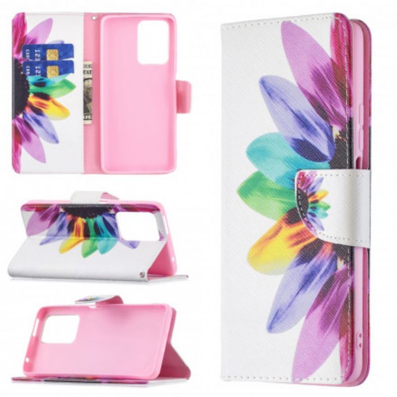 Capa De Couro Para Xiaomi 11T / 11T Pro Flor Aquarela