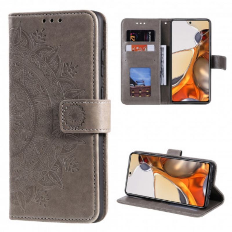 Capa De Couro Para Xiaomi 11T / 11T Pro Mandala Do Sol