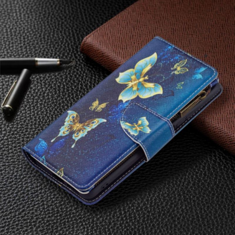 Capa Flip Para Xiaomi 11T / 11T Pro Bolso Com Zíper De Borboletas