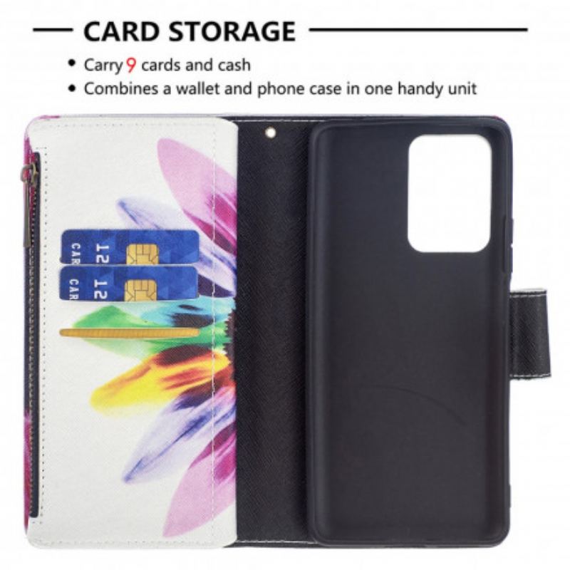 Capa Flip Para Xiaomi 11T / 11T Pro Bolso Com Zíper Flor