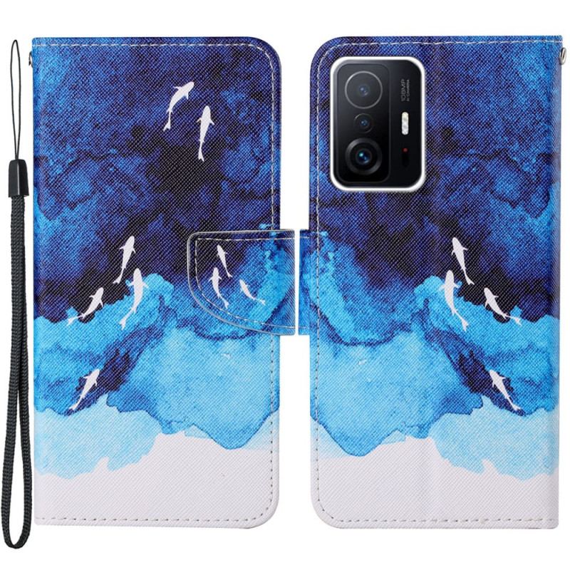 Capa Flip Para Xiaomi 11T / 11T Pro Mar Com Tanga