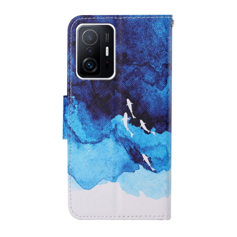 Capa Flip Para Xiaomi 11T / 11T Pro Mar Com Tanga
