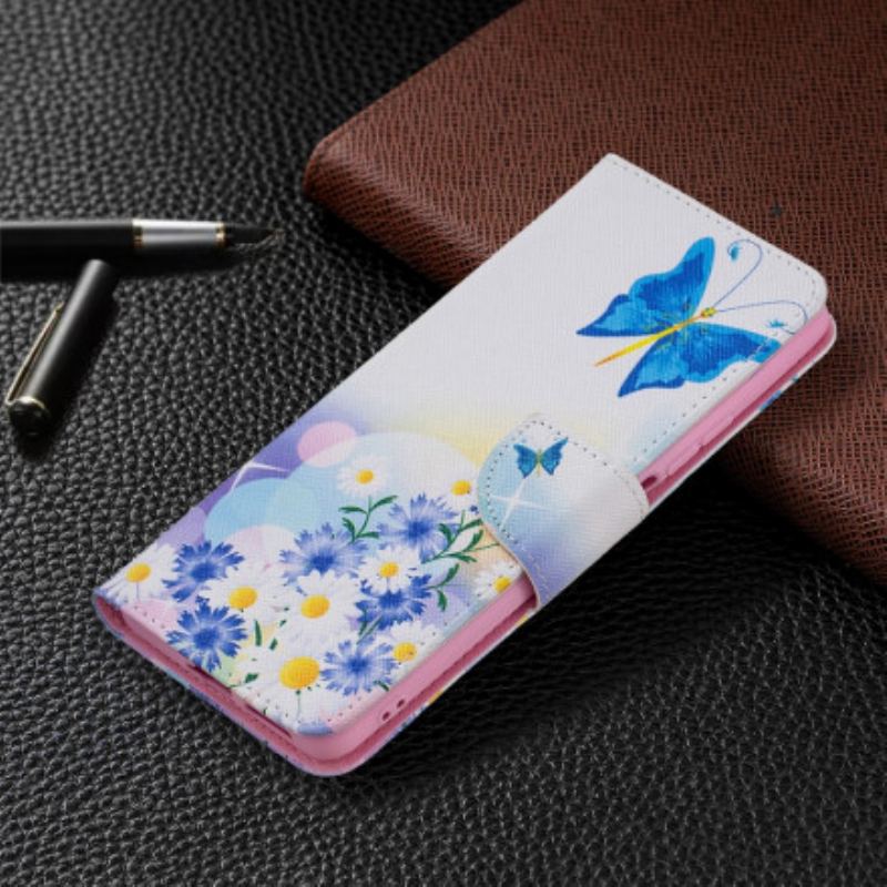 Capa Folio Para Xiaomi 11T / 11T Pro Borboletas E Flores Pintadas