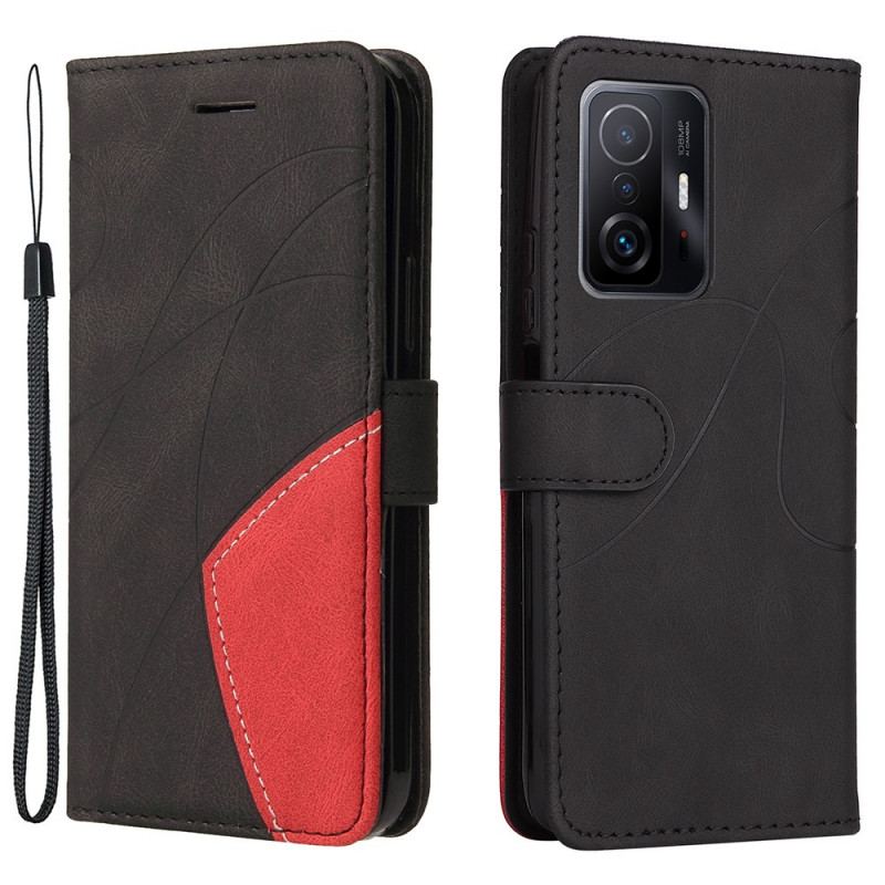Capa Folio Para Xiaomi 11T / 11T Pro Couro Sintético De Assinatura De Dois Tons