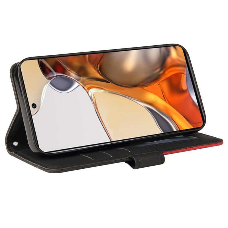 Capa Folio Para Xiaomi 11T / 11T Pro Couro Sintético De Assinatura De Dois Tons