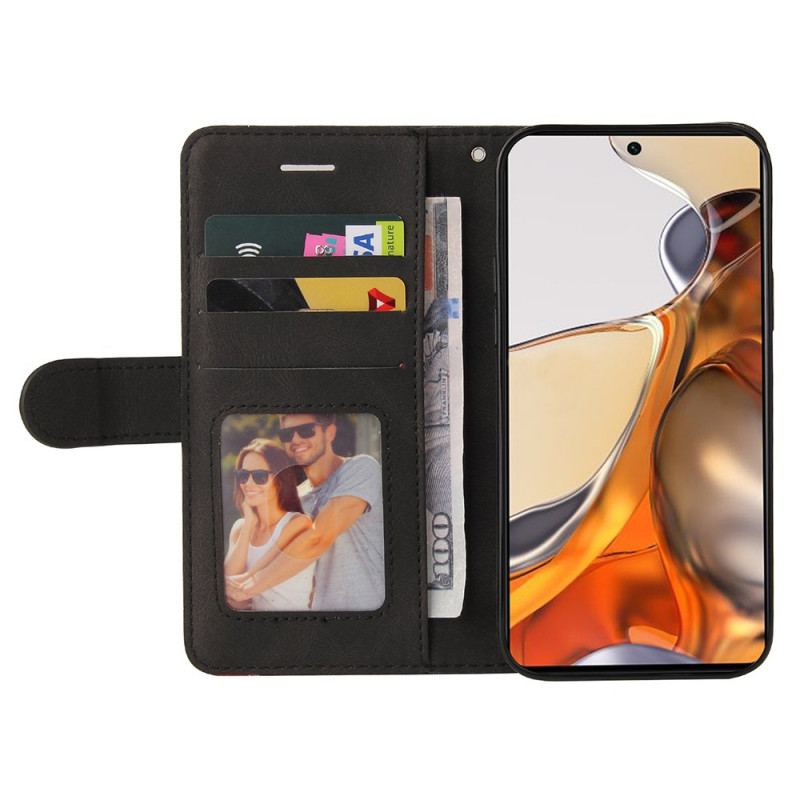 Capa Folio Para Xiaomi 11T / 11T Pro Couro Sintético De Assinatura De Dois Tons