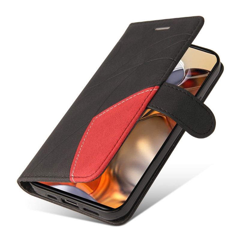 Capa Folio Para Xiaomi 11T / 11T Pro Couro Sintético De Assinatura De Dois Tons