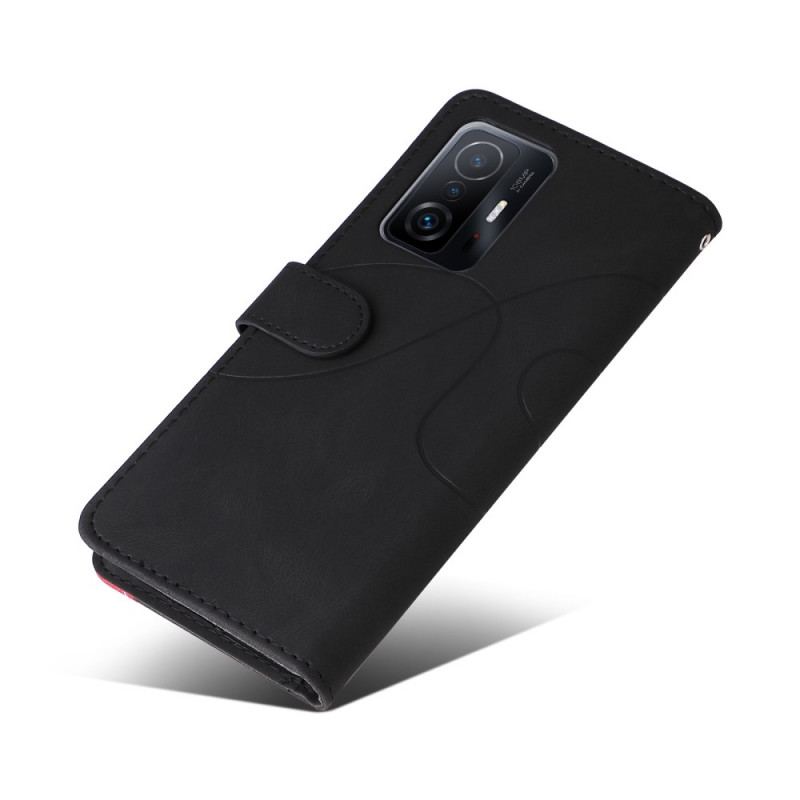 Capa Folio Para Xiaomi 11T / 11T Pro Couro Sintético De Assinatura De Dois Tons