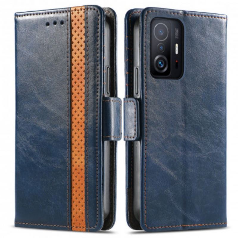 Capa Folio Para Xiaomi 11T / 11T Pro Fecho Duplo Bicolor