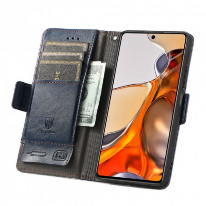Capa Folio Para Xiaomi 11T / 11T Pro Fecho Duplo Bicolor