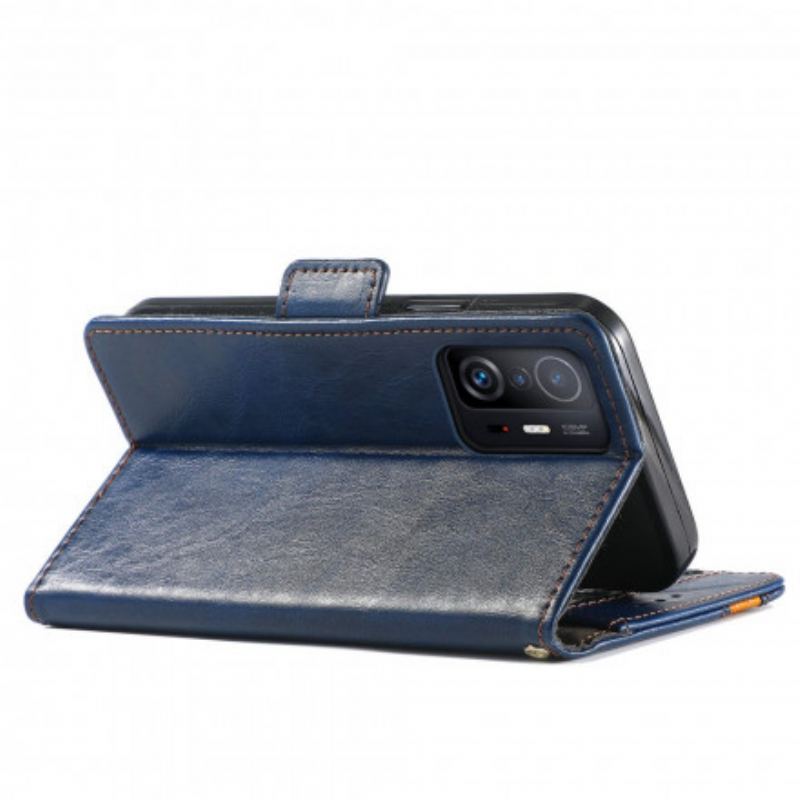 Capa Folio Para Xiaomi 11T / 11T Pro Fecho Duplo Bicolor