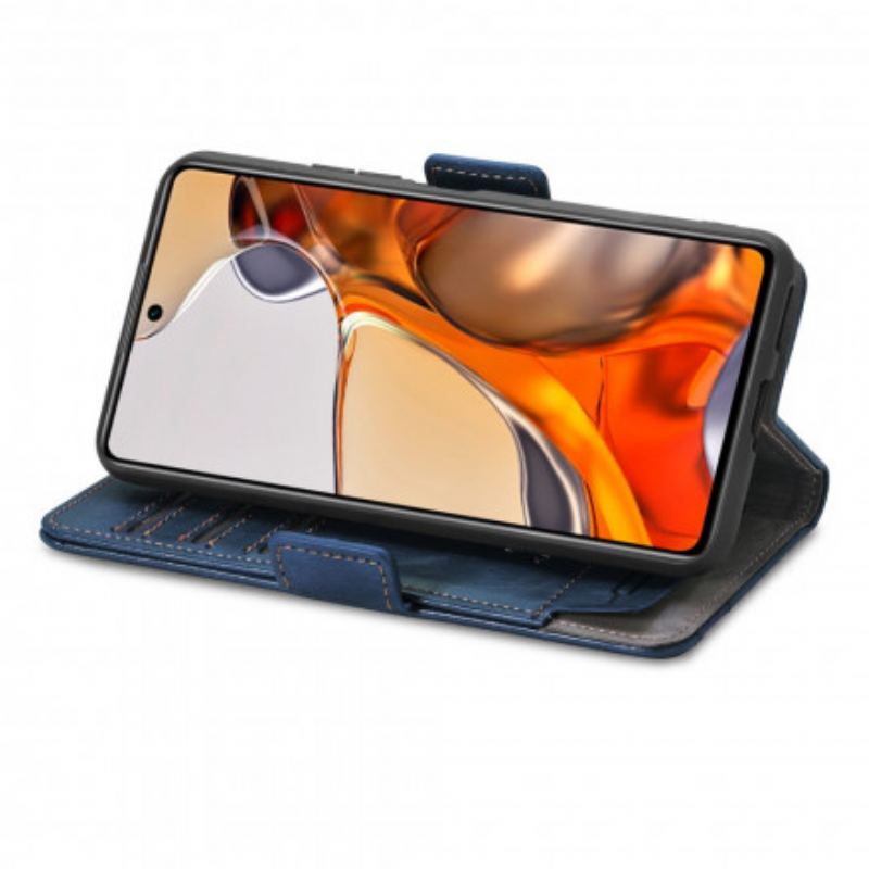 Capa Folio Para Xiaomi 11T / 11T Pro Fecho Duplo Bicolor