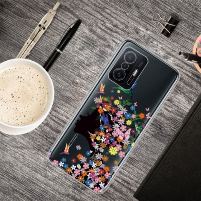 Capa Para Xiaomi 11T / 11T Pro Cabelo Florido Transparente