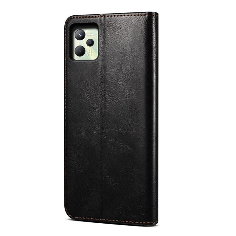 Capa De Celular Para Realme C35 Flip Couro Sintético Encerado