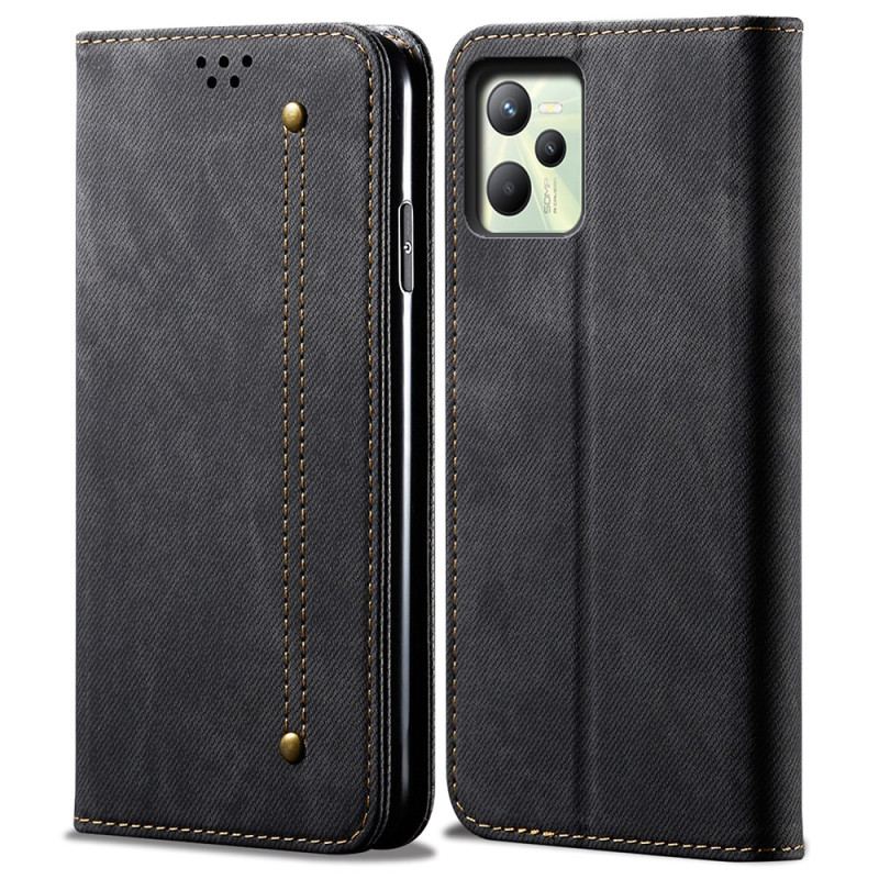 Capa De Celular Para Realme C35 Flip Jeans Textura