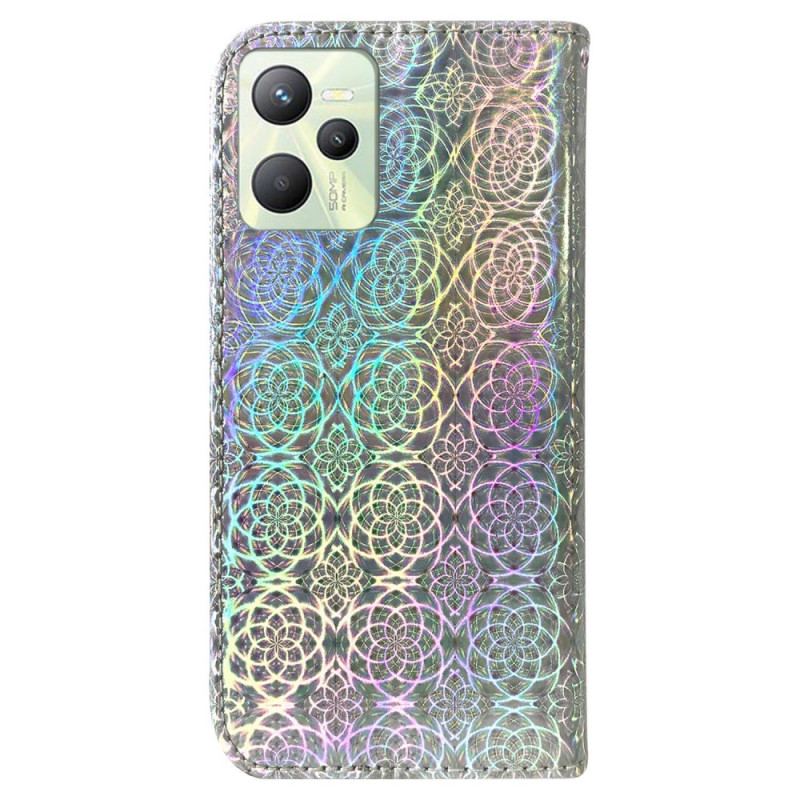 Capa Em Pele Para Realme C35 De Cordão Strappy Estilo Disco