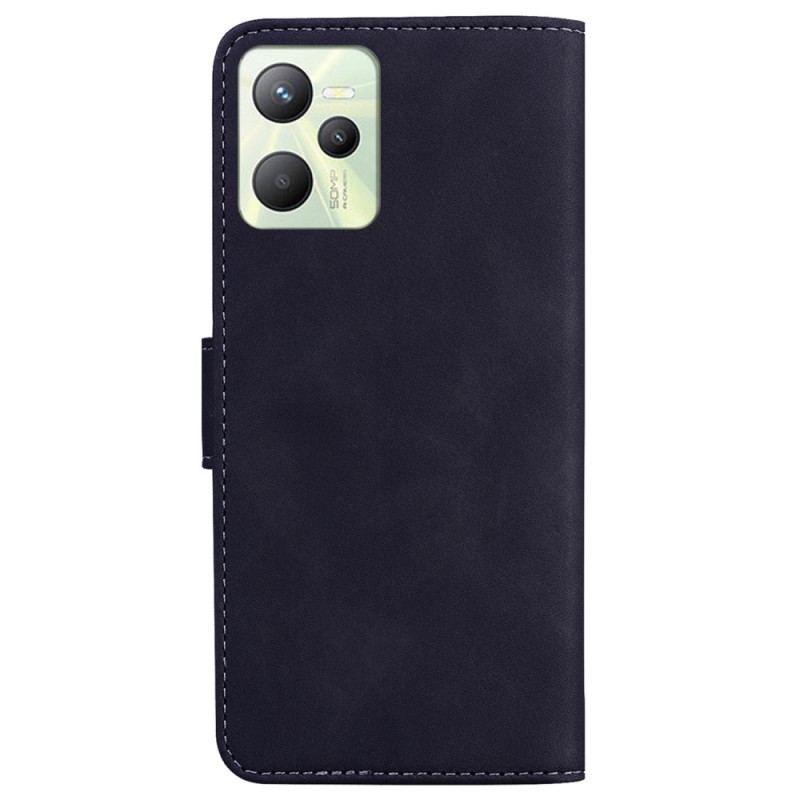Capa Flip Para Realme C35 Borboleta Com Toque De Pele