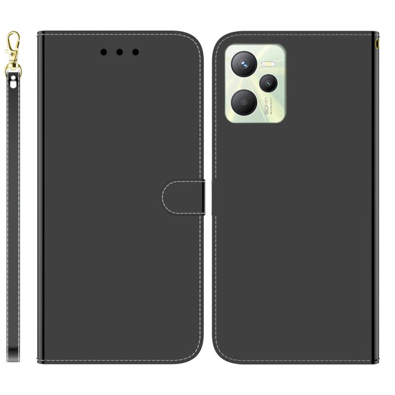 Capa Flip Para Realme C35 De Cordão Efeito Espelho Strappy