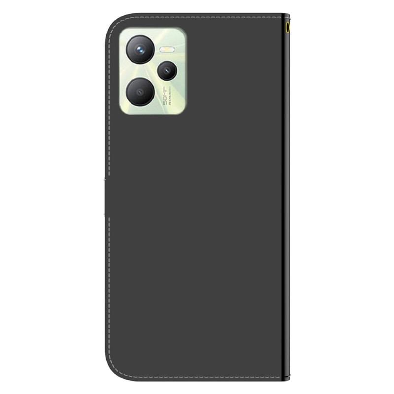 Capa Flip Para Realme C35 De Cordão Efeito Espelho Strappy