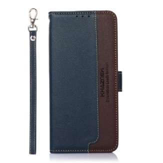 Capa Flip Para Realme C35 De Cordão Khazneh Textura De Lichia Rfid Strappy