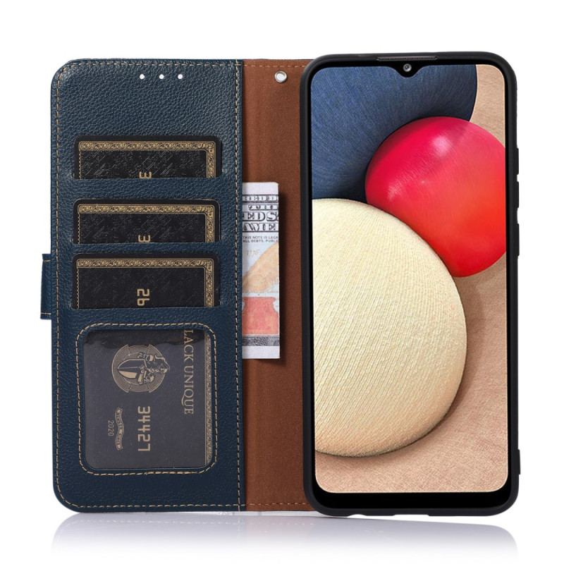 Capa Flip Para Realme C35 De Cordão Khazneh Textura De Lichia Rfid Strappy
