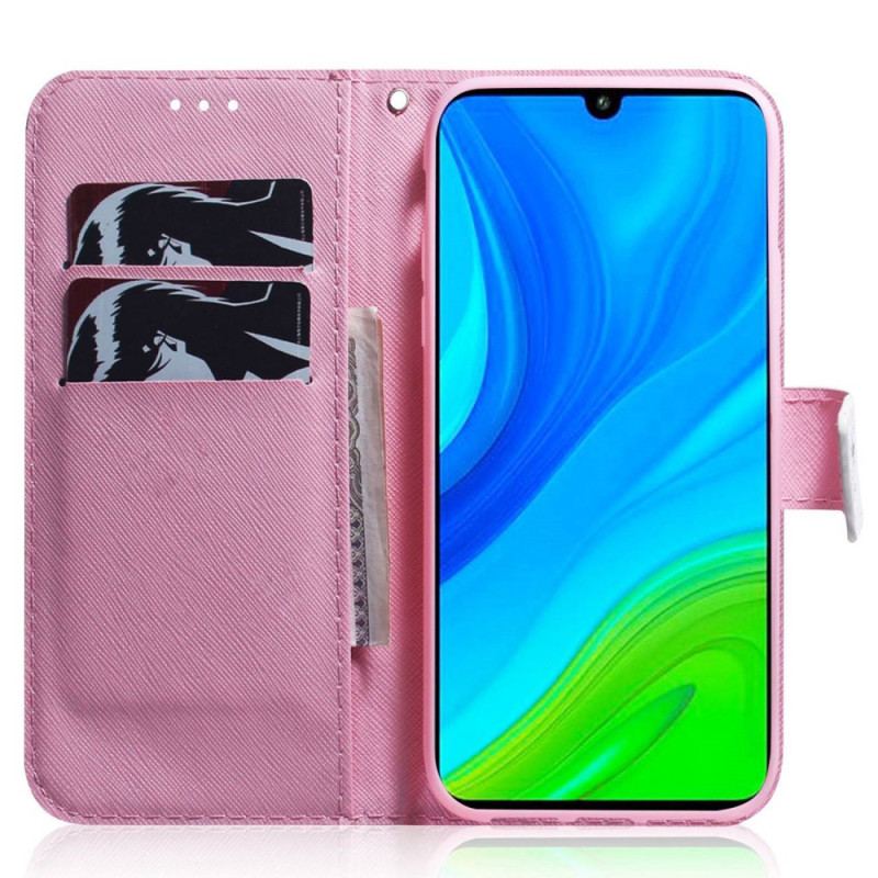 Capa Flip Para Realme C35 De Cordão Pequeno Panda Com Alça
