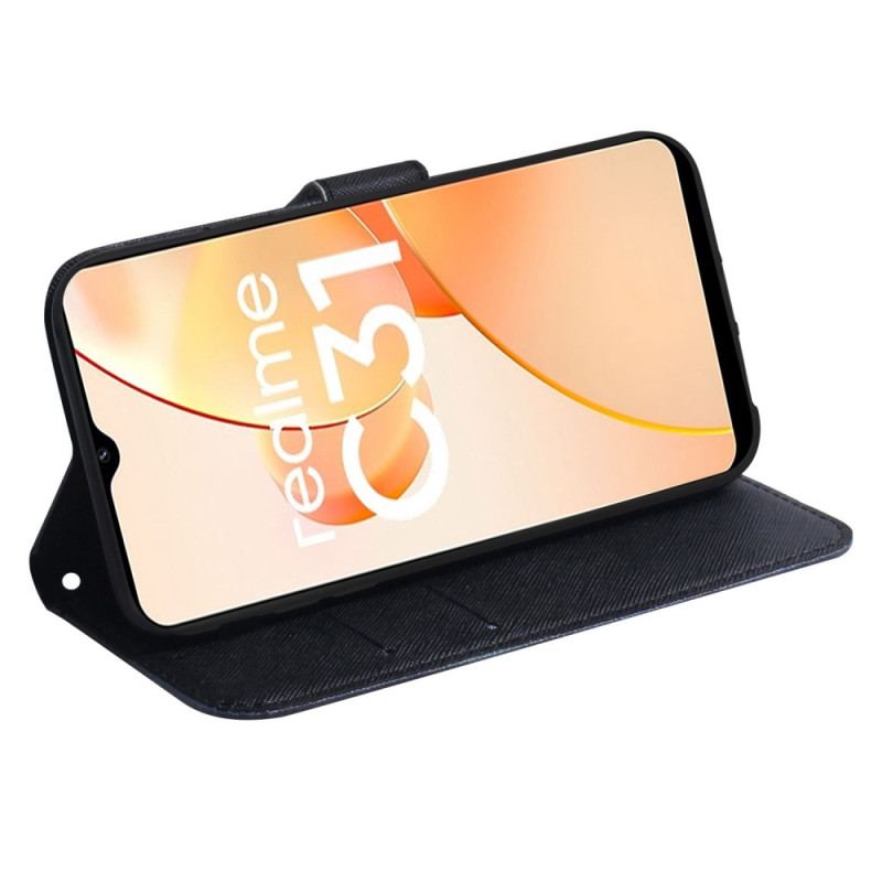 Capa Folio Para Realme C35 Cachorro Perspectiva Lobo