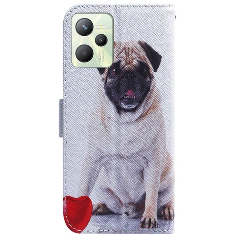 Capa Folio Para Realme C35 Cachorro Pug
