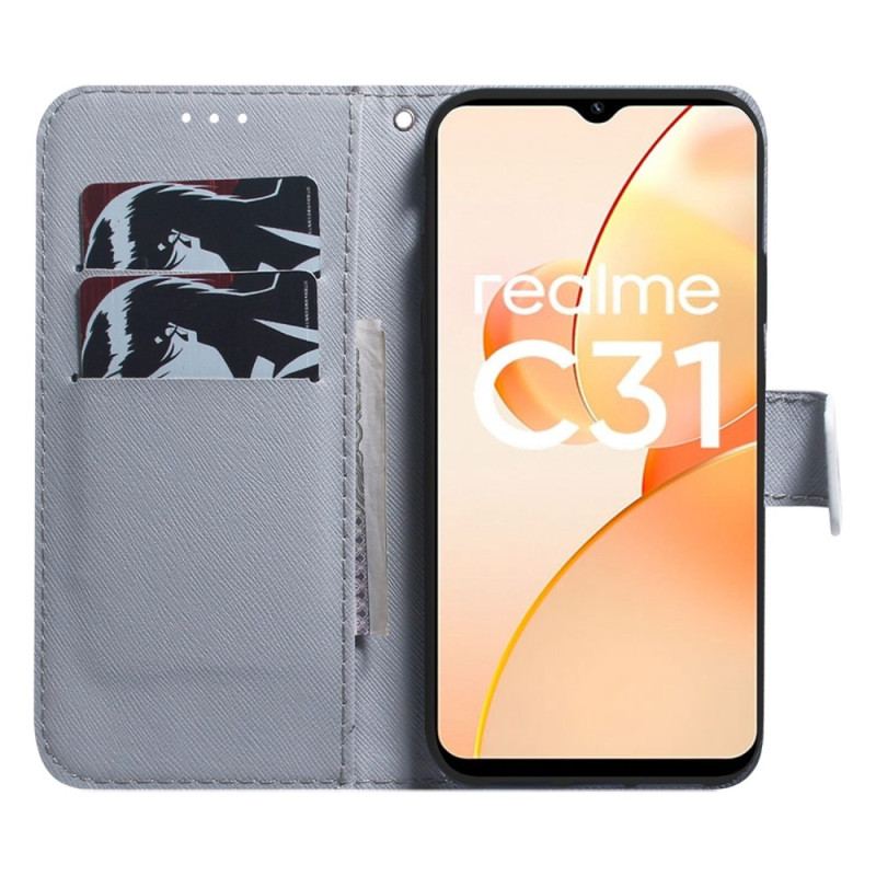 Capa Folio Para Realme C35 Cachorro Pug