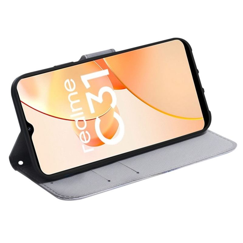 Capa Folio Para Realme C35 Cachorro Pug