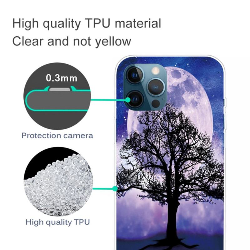 Capa De Celular Para iPhone 14 Pro Árvore Sob A Lua