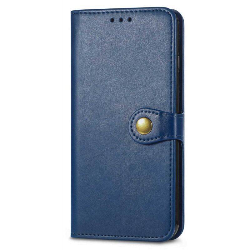 Capa De Couro Para iPhone 14 Pro Botão Magnético