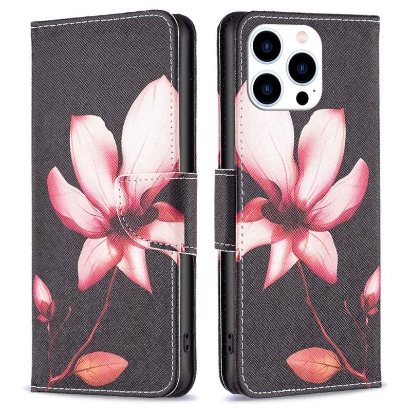 Capa De Couro Para iPhone 14 Pro Flor