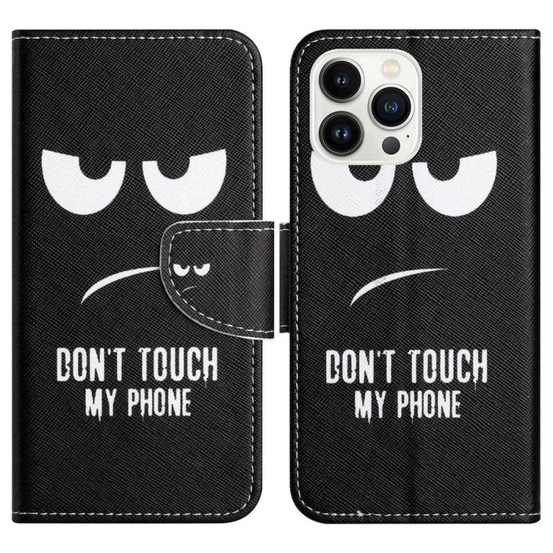 Capa De Couro Para iPhone 14 Pro Não Toque No Meu Telefone