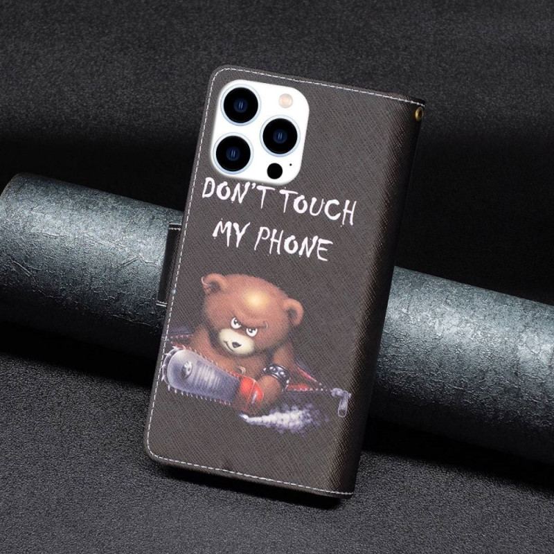 Capa De Couro Para iPhone 14 Pro Capa Tipo Carteira Carteira De Urso
