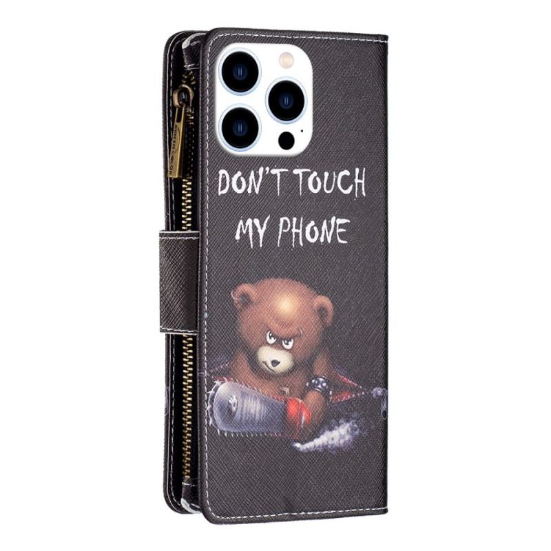 Capa De Couro Para iPhone 14 Pro Capa Tipo Carteira Carteira De Urso
