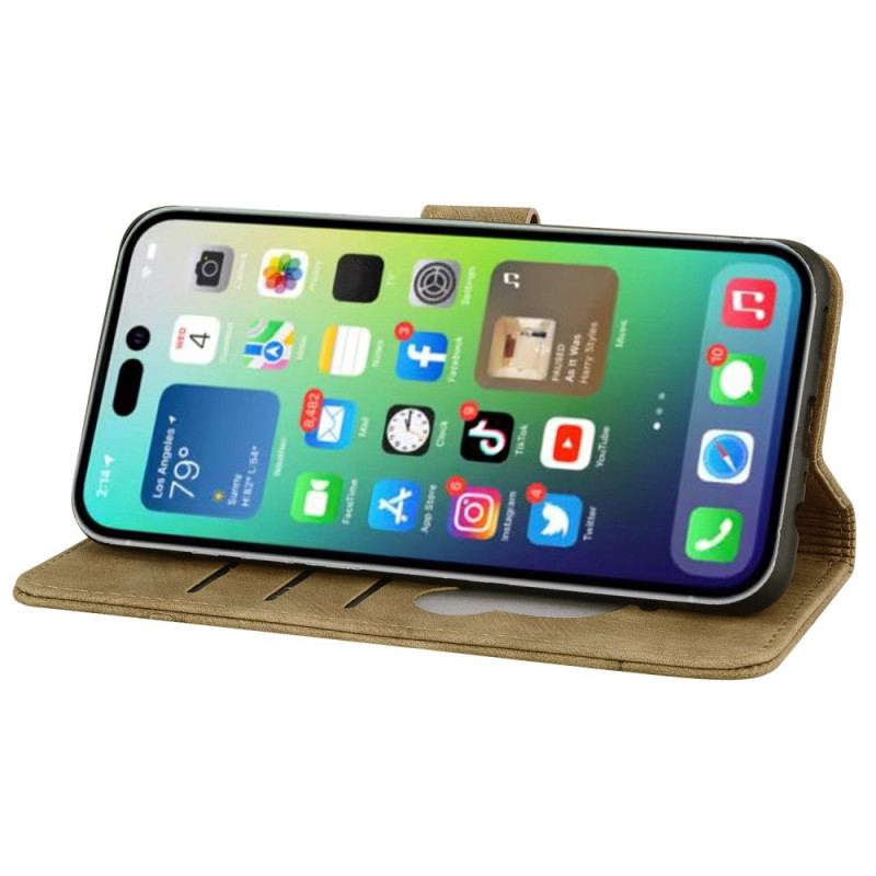 Capa Em Pele Para iPhone 14 Pro De Cordão Estampa De Gato Com Tiras