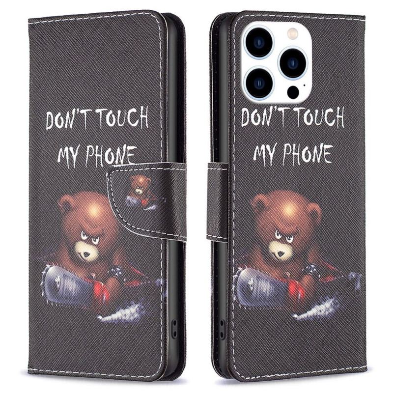 Capa Em Pele Para iPhone 14 Pro Urso Perigoso