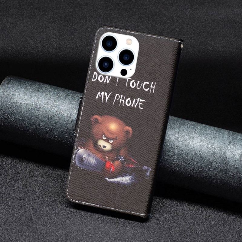 Capa Em Pele Para iPhone 14 Pro Urso Perigoso