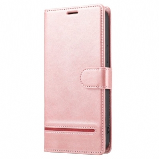 Capa Flip Para iPhone 14 Pro Linha Efeito Couro