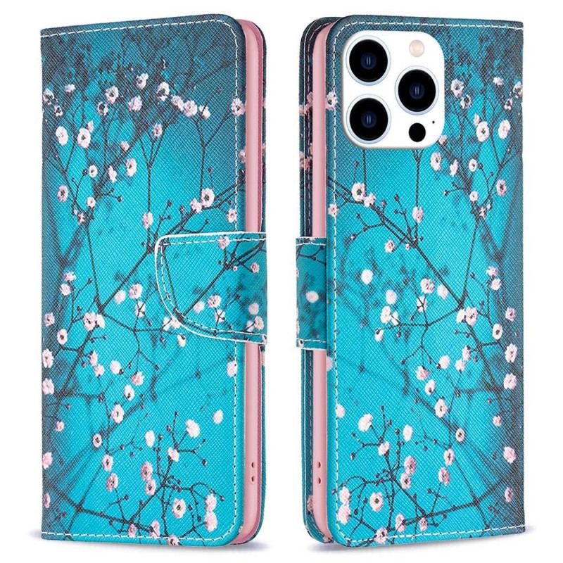 Capa Flip Para iPhone 14 Pro Ramos Floridos