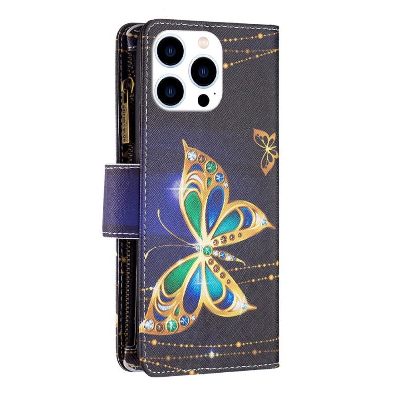 Capa Folio Para iPhone 14 Pro Capa Tipo Carteira Carteira Borboletas