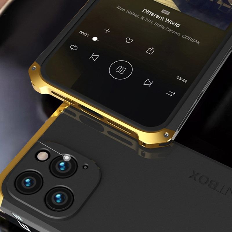 Capa Para iPhone 14 Pro Armação De Metal Em Dois Tons
