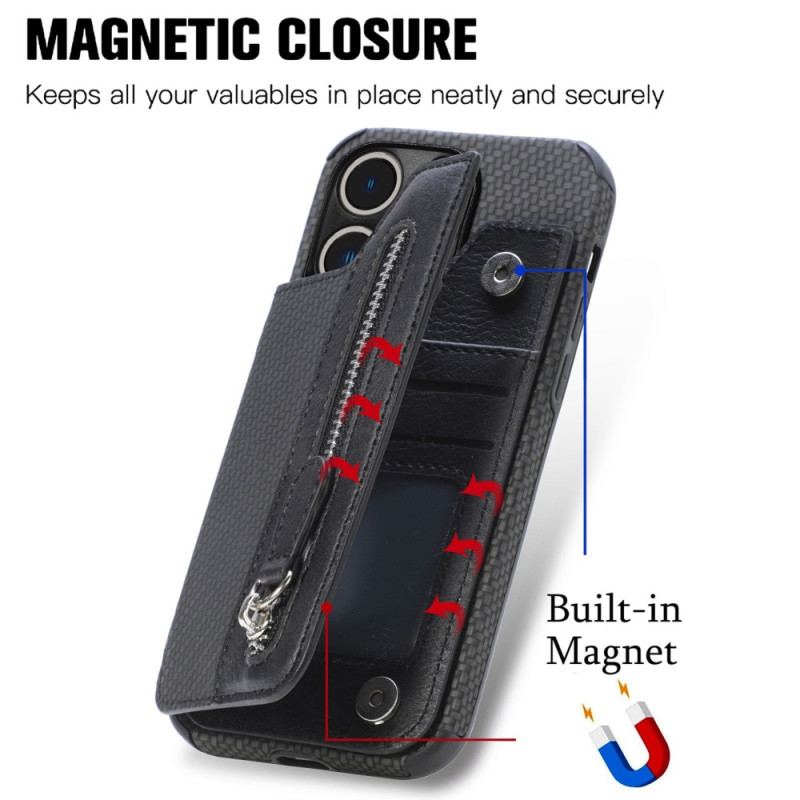 Capa Para iPhone 14 Pro Capa Tipo Carteira Carteira E Suporte De Fibra De Carbono