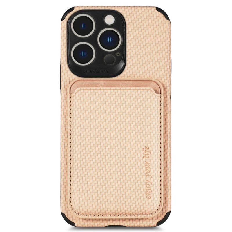 Capa Para iPhone 14 Pro Capa Tipo Carteira Fibra De Carbono E Carteira Magnética