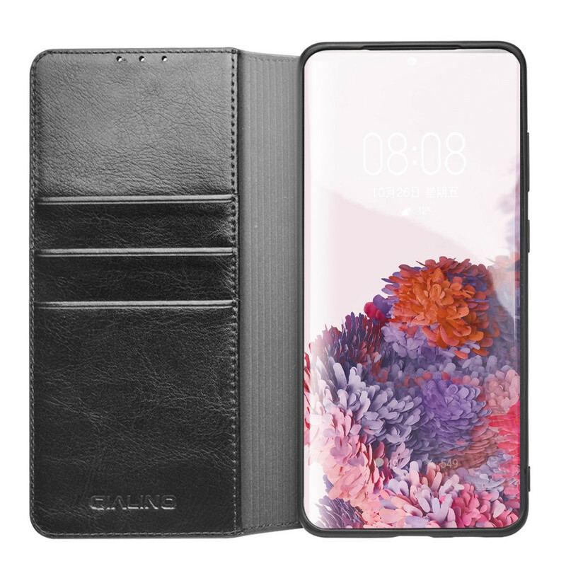Capa De Celular Para Samsung Galaxy S20 Plus / S20 Plus 5G Flip Couro Genuíno Qialino